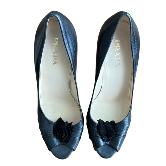 Prada Blue Peep-Toe Heels - Picture 8 of 14